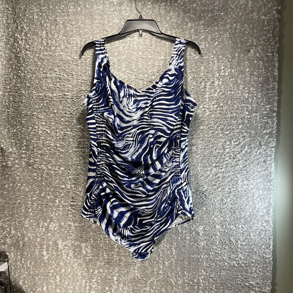 Maxine Of Hollywood One Piece Swimsuit Tummy Control Ruching Animal Print 22W